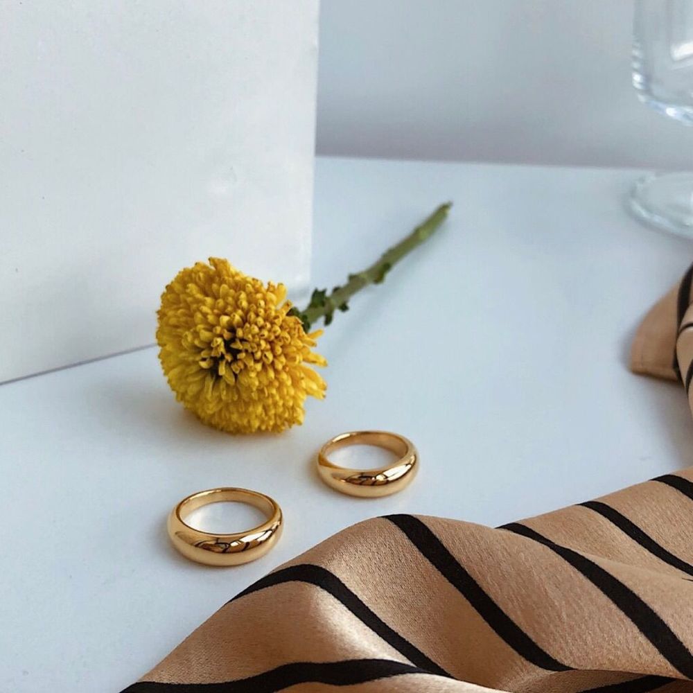 18K Thick Gold Plated Minimalistic Narrow Dome Ring - Picture 13 of 14
